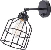 Het Lichtlab Wandlamp met Zwarte Kooi - No.15 - ø13xH13cm - Metaal - Zwart