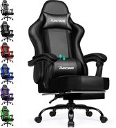 Chaise de Gaming Elekiatech - Chaise de jeu avec dossier 90°-165° - Chaise de Gaming avec repose-pieds pliable - Chaise de jeu avec accoudoirs souples - Max. Capacité de charge 150 kg