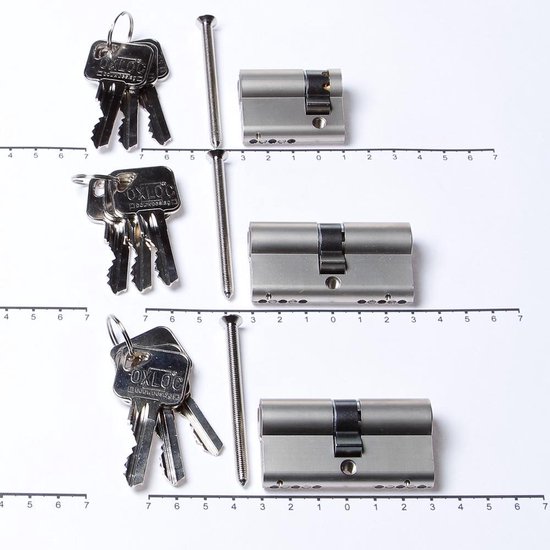 GERCAR Pro Profielcilinderslotenset, 30/30, massieve slotcilinder, dubbele, cilinderseursloten, van messing vernikkeld - inclusief 5 sleutels, keersleutels, lengte: 60 mm, A: 30 B: 30 - 1x