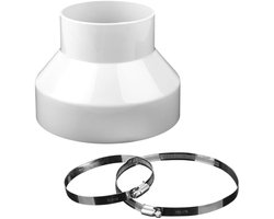 Uitlaatslangadapter - Verloopstuk 150 mm naar 100 mm - Ronde buisadapter - Met 2 slangklemmen van roestvrij staal - Voor ventilatiesystemen Ventilatie Ronde buis Ventilatie Kanalen