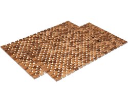 WohnDirect Bath Mat Made of Acacia Wood, Non-Slip Natural Set of 2, 60 x 100 cm, Durable and Robust Wooden Mat for Bathroom, Sauna and Wellness, Shower Mat Made of Acacia Wood