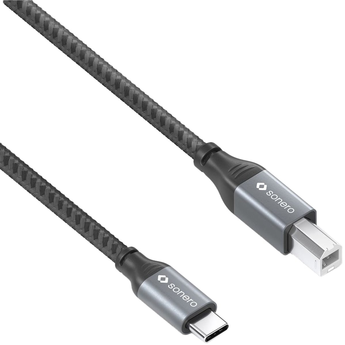 sonero SPC-U020-010 USB-kabel USB 2.0 1 m USB C USB B Zwart, Grijs