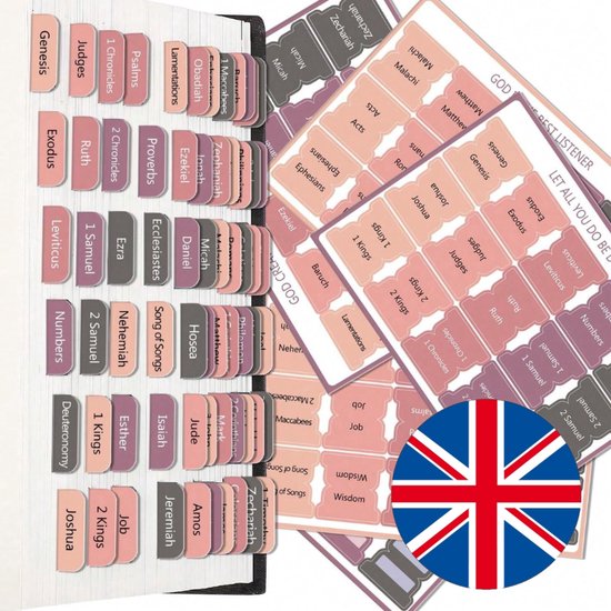 GLODI GOODS® Bijbel tabstickers zelfklevend – tabs papier – accessoires – bijbelstudie – Engelse versie