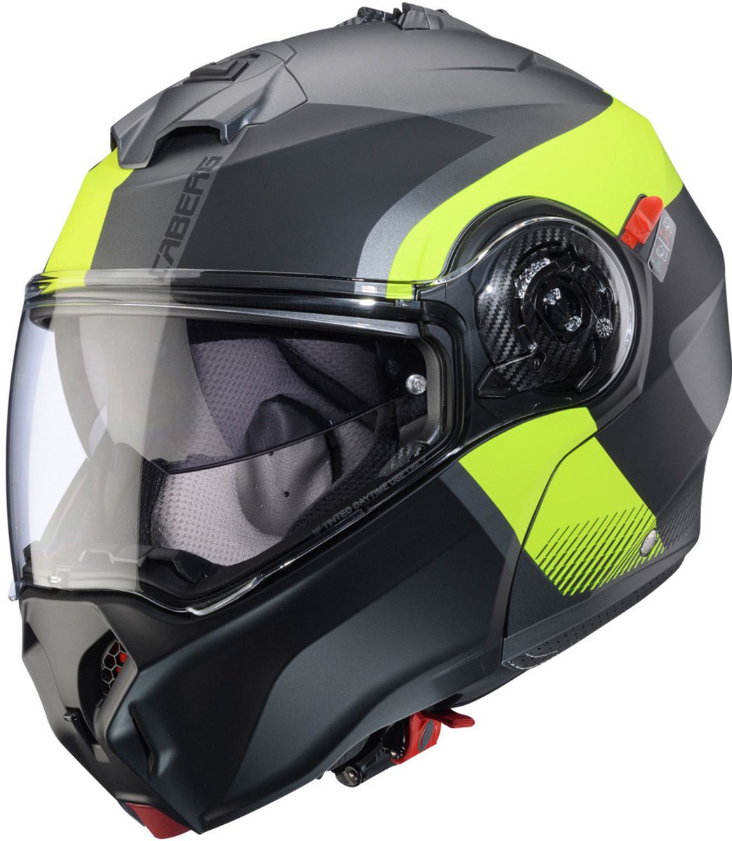 Caberg Duke Evo Indy Mat Grijs Geel Systeemhelm - Maat L - Helm