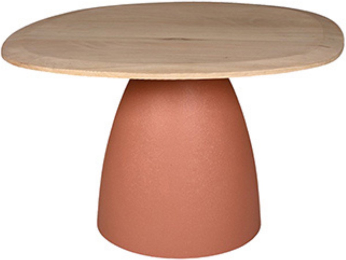 by Mooss - Tafel - Bijzettafel - Salontafel - Peach Pink - Naturel - Metaal - Hout - 60x58 cm - Organisch