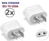 Reisstekker van EU naar VS/USA - 2 Stuks - Wereldstekker - Reis Adapter - Wit -Travel Adapter - America Stekker - Verloop adapter - Wereld Adapter