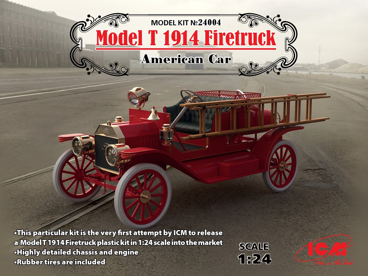 ICM Modelbouwpakket Militaire voertuigen - 24004 Model T 1914 Firetruck - American Car Plastic - 1:24 - Modelbouw