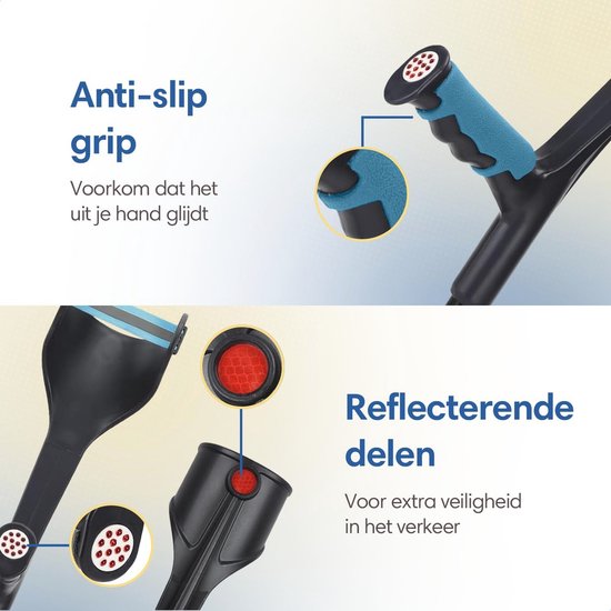 Opvouwbare en verstelbare loopkruk - Lichtgewicht elleboogkruk voor revalidatie - Antivalsysteem en ergonomische handgrepen van Merkloos — afbeelding 3