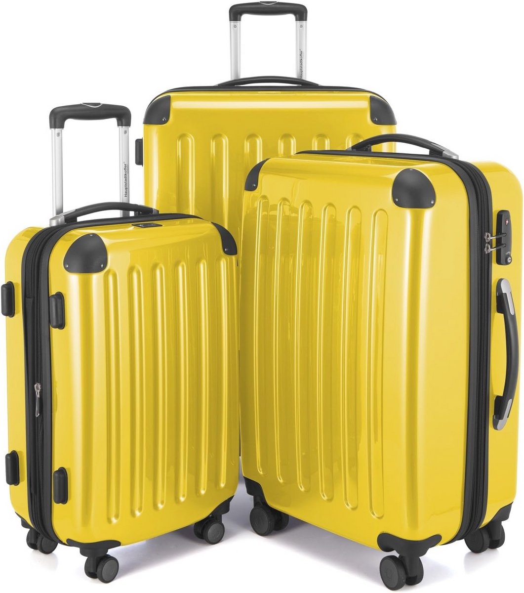 Geel Kofferset - 3-delige Trolley Koffer op Wielen met TSA Slot (S, M, L)
