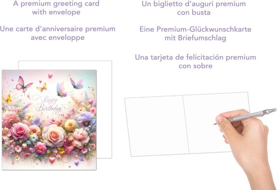 Verjaardagskaart dochter met envelop, elegante bloemen- en Verjaardagskaart dochter met envelop, elegante bloemen- en