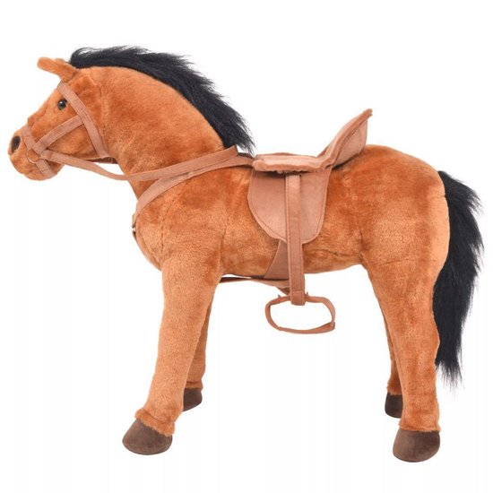 VDXL Staand knuffelpaard pluche bruin