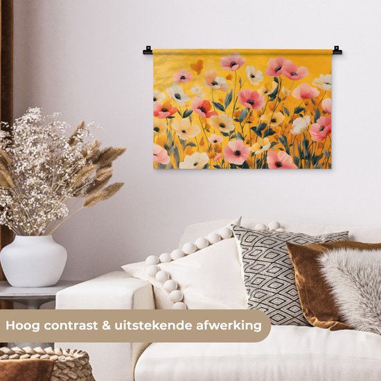 Tapisserie murale 60x40 cm - Fleurs - Champ - Jaune - Tapisserie - Tapisseries