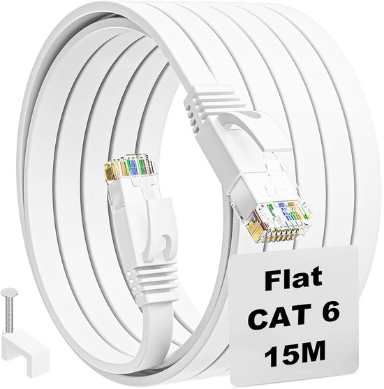 Internet Kabel 50 Meter, Cat 7 Ethernetkabel 50m Zwart Hoge Snelheid 10Gbps 600Mhz Afgeschermd Lange Netwerkkabel 165ft Plat Lan Cable Gigabit Rj45 Wlan Kabel Slank Patchkabel Voor Router Modem