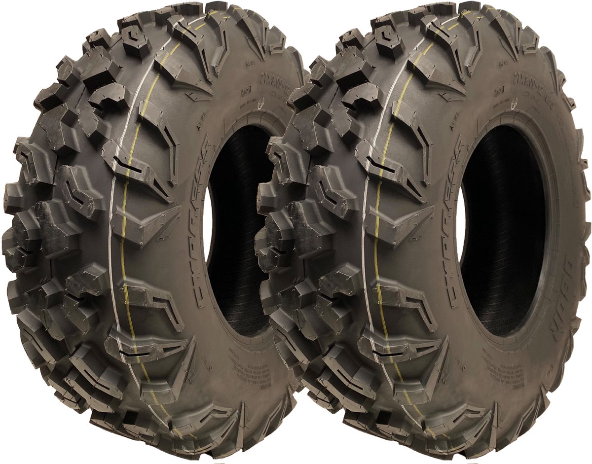 27x9.00-12 ATV-banden, 8-laags, 225/80-12, P0358, OBOR Cypress, 71J, goedgekeurd voor de openbare weg (set van 2)