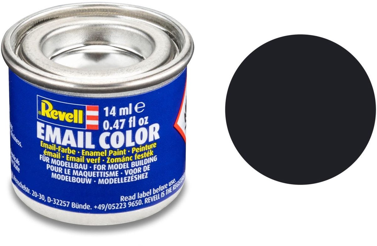 Revell Hobbyverf #8 Black - Matt - RAL9011 - Modelbouw Verf - Enamel Verf - Verf potje - 14 ml