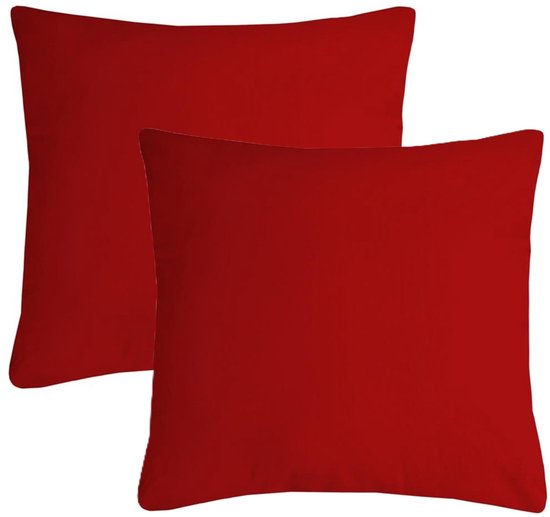 Foto: Stof textile sierkussen nelson 2x rood 40 x 40 cm bank kussens zitkussens binnen buiten polyester