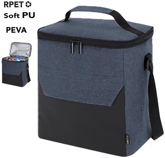 Amalfi Koeltas - voor lunchpakket of drankjes - 15 liter - 23 x 26 x 25 cm - Draagband - Marineblauw - gerecycled materiaal — afbeelding 4