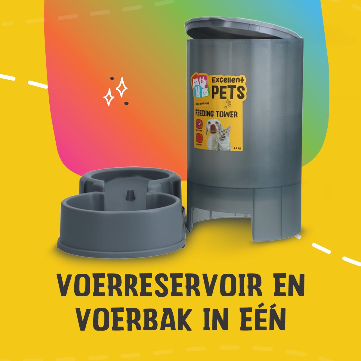 Excellent Automatische Voerbak 2,3kg Grijs - afbeelding 2