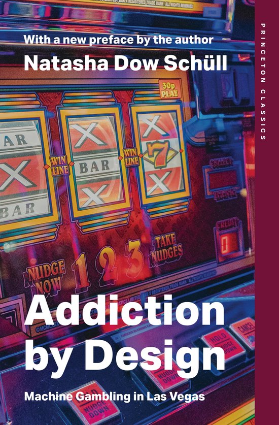 Livre 'Addiction by Design' avec une machine à sous sur la couverture, texte '30p Play' et 'Win Line'.