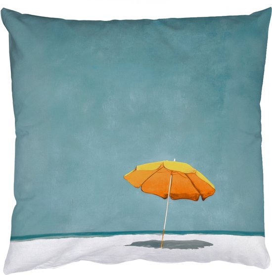 Foto: Sierkussens kussentjes woonkamer 50x50 cm parasol geel strand zee