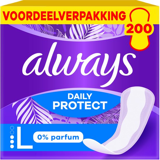 Always Daily Protect - Long - 0% Parfum - Inlegkruisjes - Voordeelverpakking 4 x 50 Stuks
