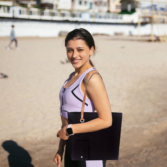 Wijntas met verborgen schenktuit - Strandtas voor dames - Geïsoleerde schoudertas - Unisex - Wijntas met schenktuit - Om wijn vast te houden en uit te schenken - Voor volwassenen, buitenliefhebbers en sociale drinkers - Zwart - 32 x 33 cm van Merkloos — afbeelding 4