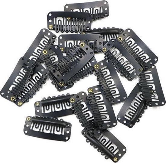 Knaak Haar Extension Clips - Set van 20 stuks - Zwart - Siliconen Bescherming - Herbruikbare Clipjes