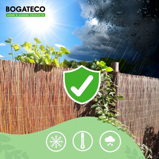Clôture brise-vue en roseau BOGATECO en bois | 200 cm de haut et 500 cm de long | Idéal pour jardin, balcon et terrasse | Fabriqué en Europe