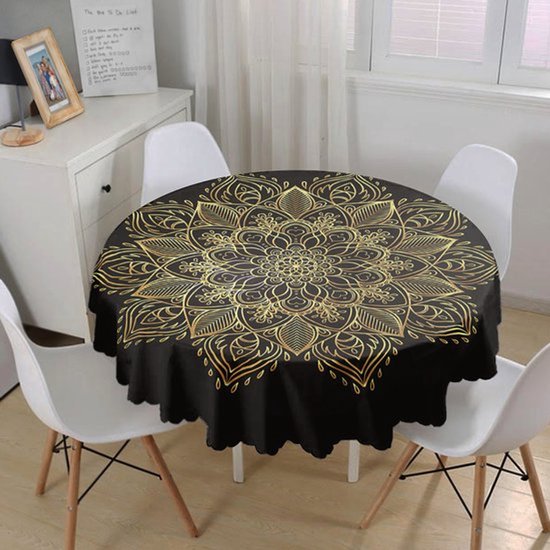 Nappe carrée 140x140 cm - Textile Velours Imprimé - mandala bleu - Nappe - De Groen Home