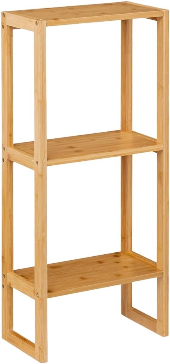 Modulair Bamboe Rek met 2 Niveaus - 84 x 35 x 20 cm - Multifunctionele Opbergoplossing