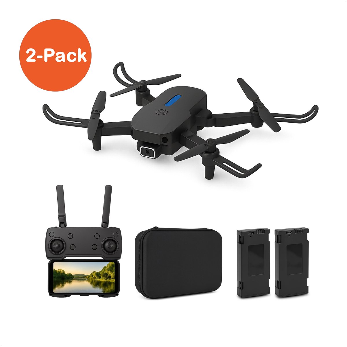 Tech Essentials Speelgoed Drone Zwart Met Camera 2 -Pack