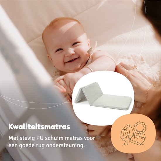 AeroMoov Campingbedje / Reisbedje met matras - voor baby én peuter - met bodemverhoger - Opgezet in 2s - Confetti Hearts van AeroMoov — afbeelding 4