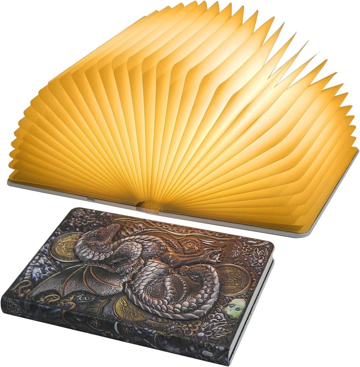 Opvouwbare 3D Boeklamp met Drakenontwerp - Nachtlampje voor Boekliefhebbers