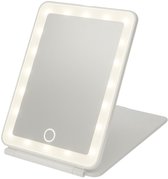 Miroir de maquillage - Miroir de rasage - 3 modes d'éclairage LED - Intensité variable - Rechargeable - Compact - Wit