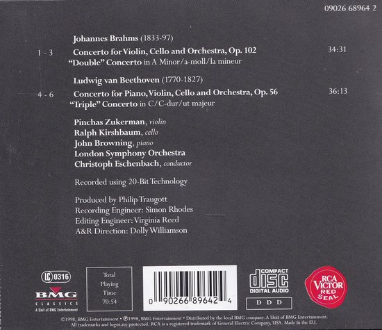 Brahms: Double Concerto; Beethoven: Triple Concerto