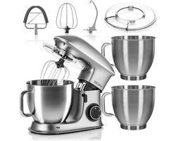 ZEEGMA Planeet Chef – Keukenmachine 6,5L + Extra Mengkom – 7 snelheden – Pulse modus – Teflon accessoires – Metal Gear aandrijving – Meng-, kneed- en klopfunctie – Vaatwasserbestendig – Oververhittingsbeveiliging – LED-verlichting