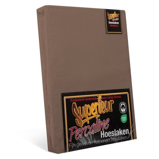 Superieur Hoeslaken - 180x210/220 cm - Taupe - 100% katoen
