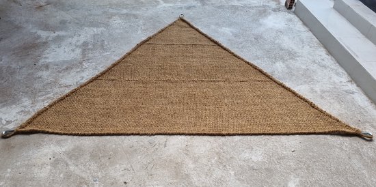 Toile d'ombrage Driehoek CocoWeave – Toile d'ombrage durable et élégante en fibre de coco – Protection solaire efficace et voile d'ombrage perméable à l'eau – Pour la terrasse, le balcon ou le jardin Matériel de montage inclus – 4x4x4 mètres