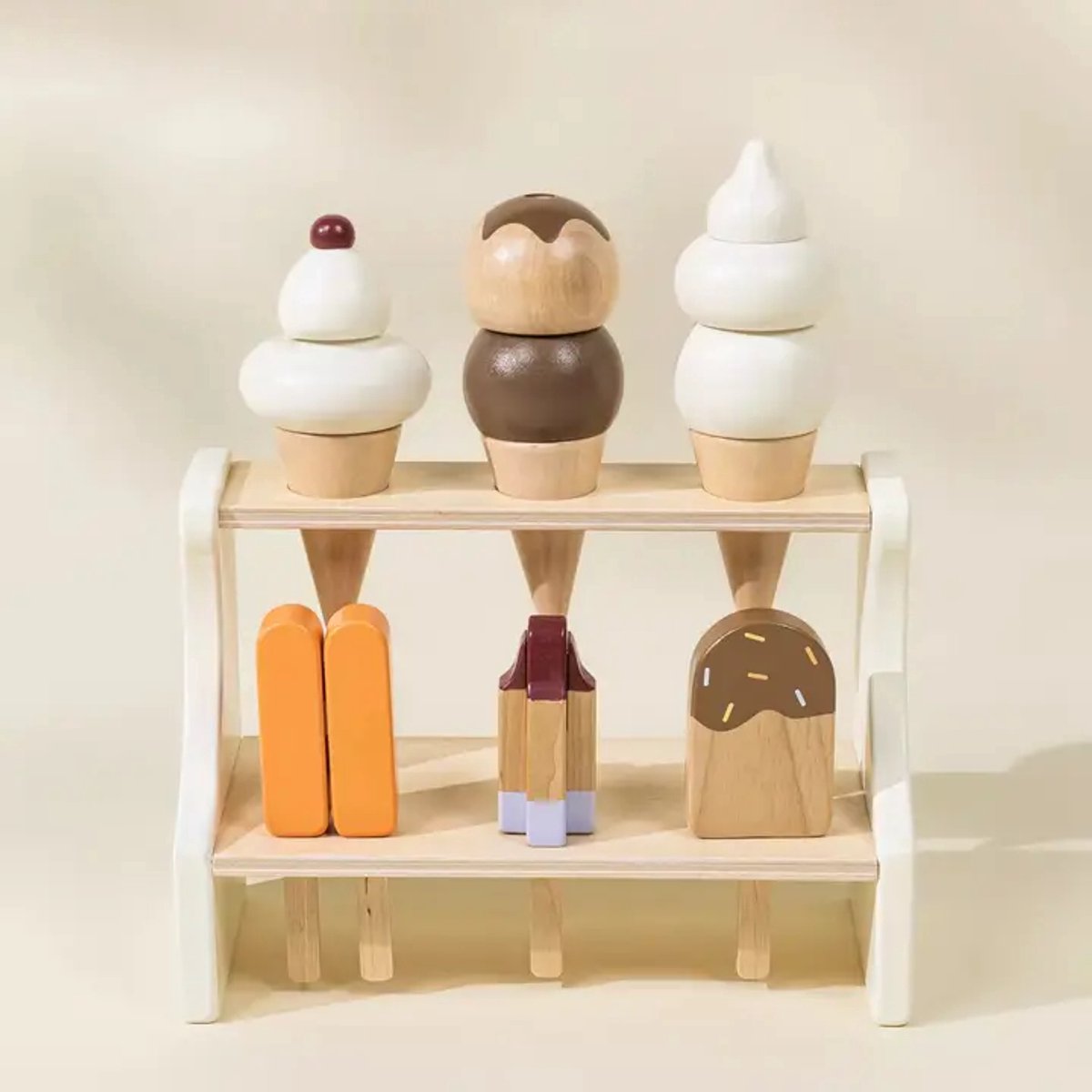 Coco VIllage | Houten IJskraam Speelset met Accessoires – Fantasierijk Rollenspel voor Kinderen - IJscokar