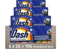 Dash 4in1 Wasmiddel Pods + Extra Vlekverwijdering voor Gekleurde Was - 4 x 26 Wasbeurten