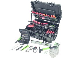Haupa VDE geïsoleerde Gereedschapskofferwagen HUPtransporter Pro 53-delig - Combinatietangen - Zijkniptangen - Kabelmessen - Waterpomptangen - Schroevendraaier - Ratelschroevendraaier - Waterpassen