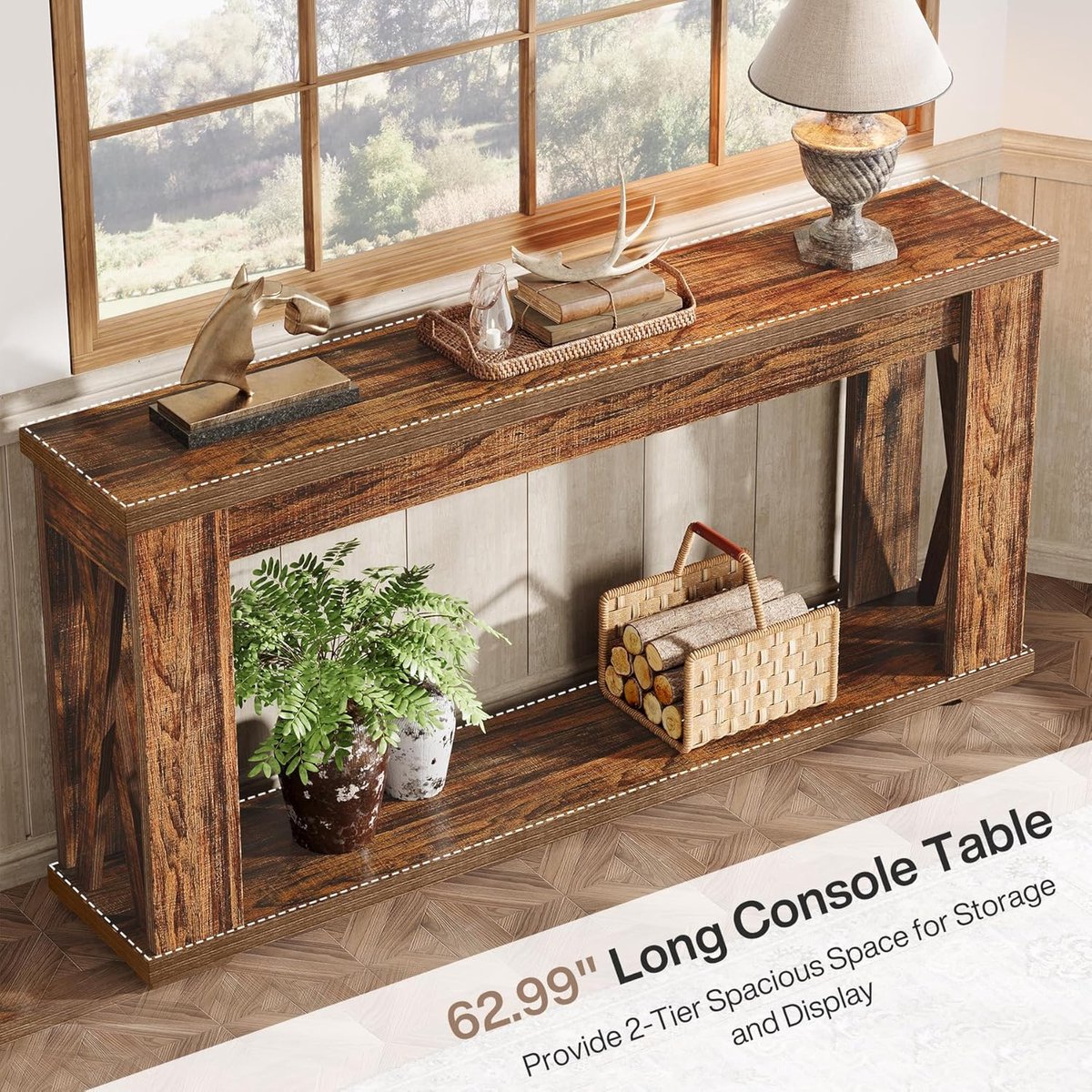160 cm Consoletafel, Houten Banktafel voor Hal en Entree 160 cm Consoletafel, Houten Banktafel voor Hal en Entree