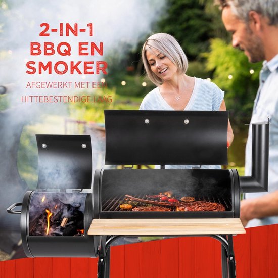 BBQ Collection 2-in-1 Smoker BBQ - Houtskool Barbeque - Buitenkeuken Barbecue - Grill en Smokerbarbecues - 104 x 58 x 114 cm