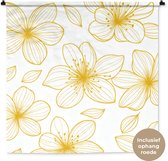 Wandkleed 150x150 cm - Wanddoek Bloemen - Patroon - Illustratie - Geel - Wandtapijt - Wandkleden