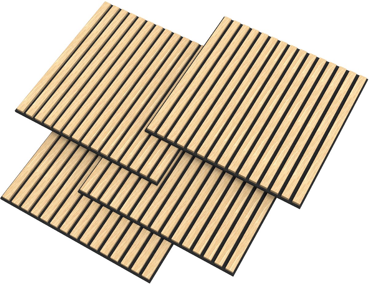 Akoestisch wandpaneel Vang 4 stuks 1,44 m² eikenkleurig licht 60x60 cm NEU.HOLZ