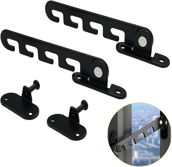 Foto: Kzq 2 stuks raam en deurstopper raamstopper raambeveiliging kinderveilig raamslot raamslot met montagemateriaal zwart 16 cm