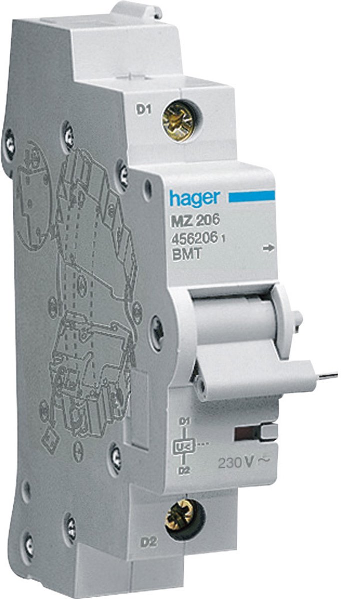 Hager Tbv instal.- en aardl.autom. Onderspanningsbeveiliging 230V | MZ206 - E22RE