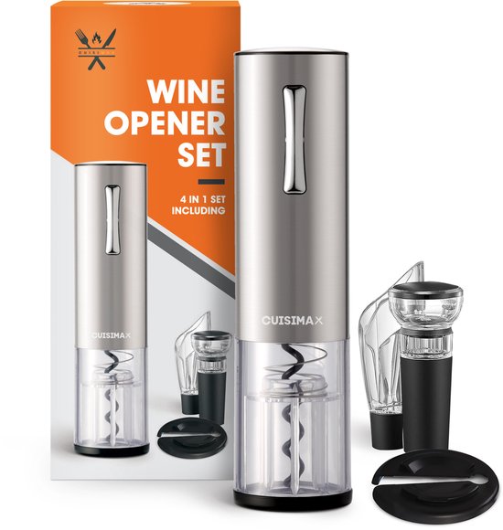 Cuisimax Elektrische Kurkentrekker Set - Draadloos - Luxe 4 in 1 Wijn Set - Wijnopener - Wijnstopper