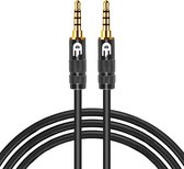 Drivv. Câble AUX 3,5 mm - Jack vers Jack - Câble Audio 4 Pôles - Plaqué Or - Male à Male - PVC - Zwart - 1,5 mètres