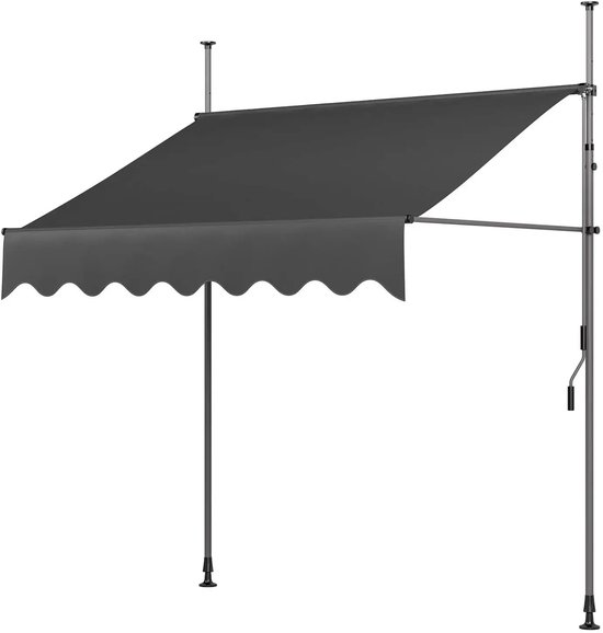 Protection solaire - Store banne - Brise-soleil - Balcon - Jardin - Rétractable - Sans Embouts - Manipulation facile - 300x120 cm - Anthracite